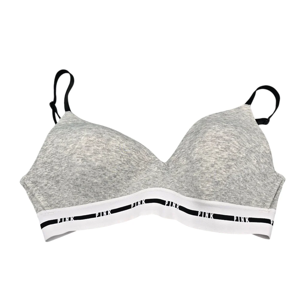 PINK Victoria's Secret Heather Gray Wireless Lightly Lined T-Shirt Bra 34C - Picture 2 of 5